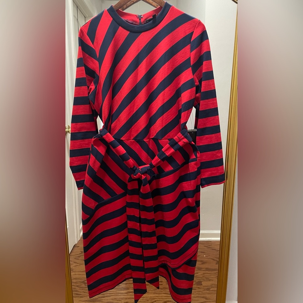 NWT Eloquii Red and Navy striped dress. Size 16